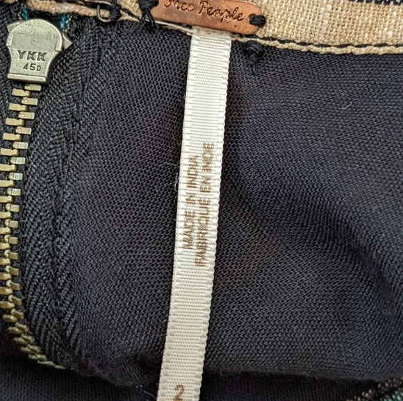 Free People Mini Skirt XS Chevron Linen-blend Lined - Picture 8 of 11